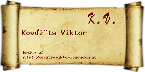 Kováts Viktor névjegykártya